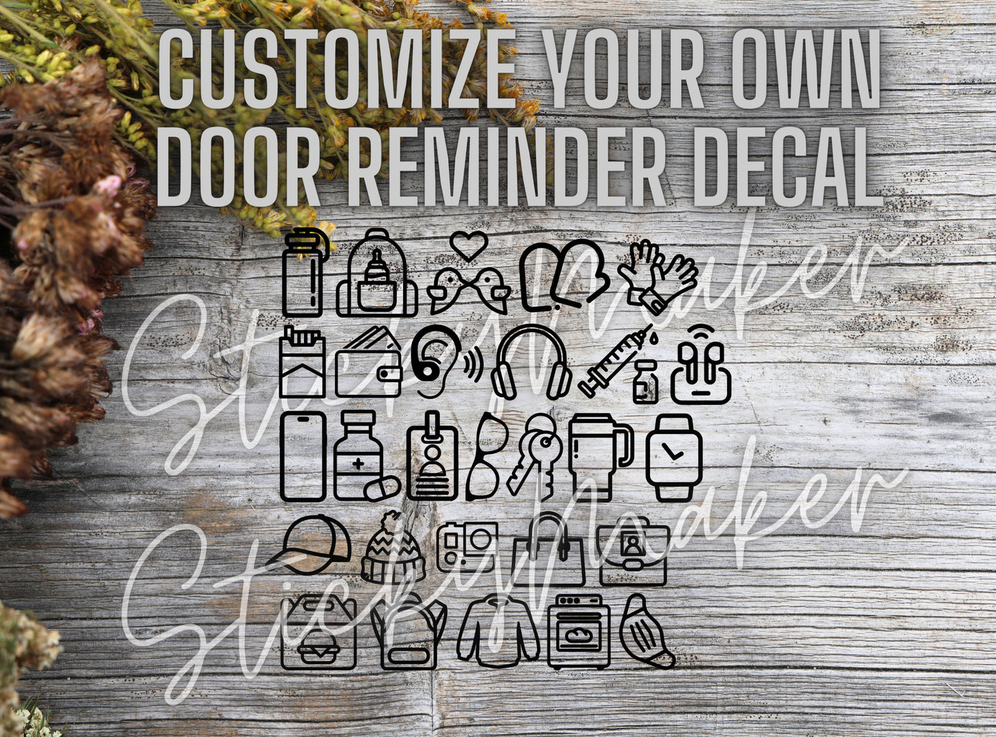 Custom Door Reminder Vinyl Decal | Before Leaving Reminder | Guest Reminder | Phone Keys Wallet Purse Meds Watch Hearing Aids Badge Mug Hat - Sticky Maker