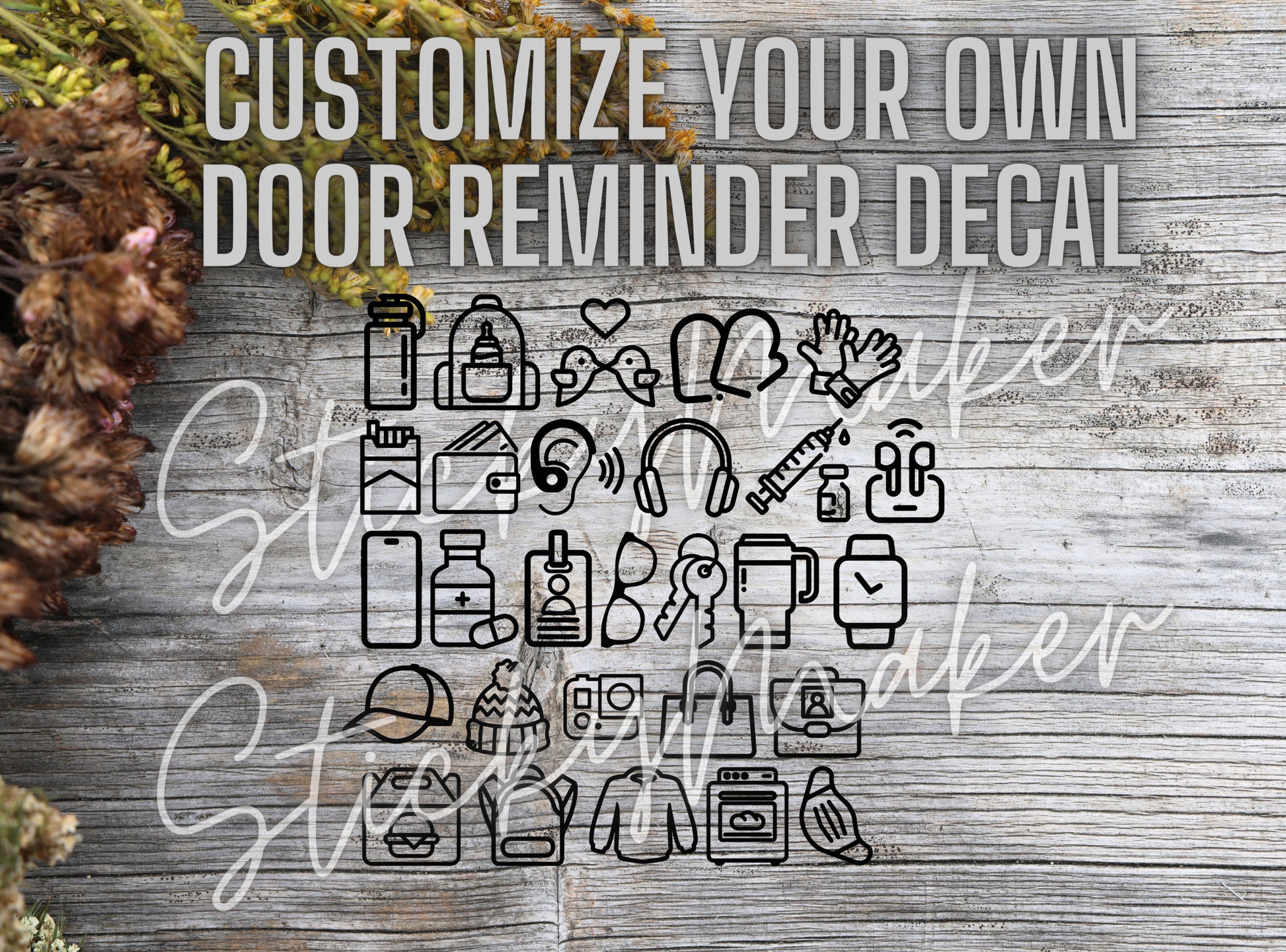 Custom Door Reminder Vinyl Decal | Before Leaving Reminder | Guest Reminder | Phone Keys Wallet Purse Meds Watch Hearing Aids Badge Mug Hat - Sticky Maker